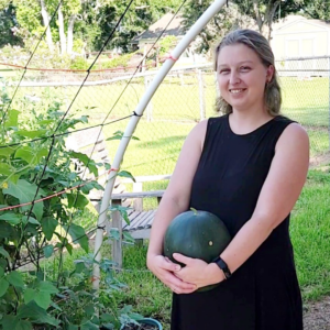 woman holding watermelon
